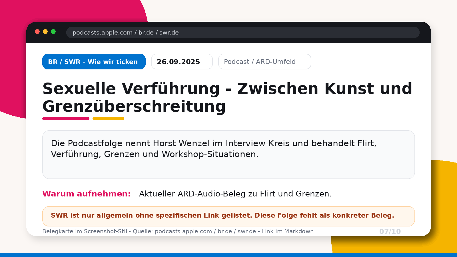 BR und SWR Podcast Wie wir ticken mit Horst Wenzel