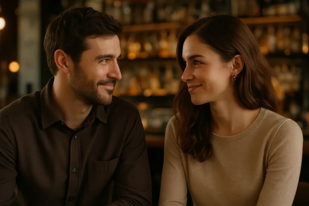 Blickkontakt beim Flirten in einer Bar